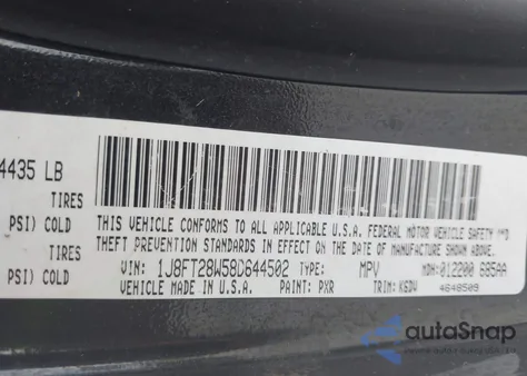 2008 Jeep Patriot Sport from USA, damaged, VIN 1J8FT28W58D644502